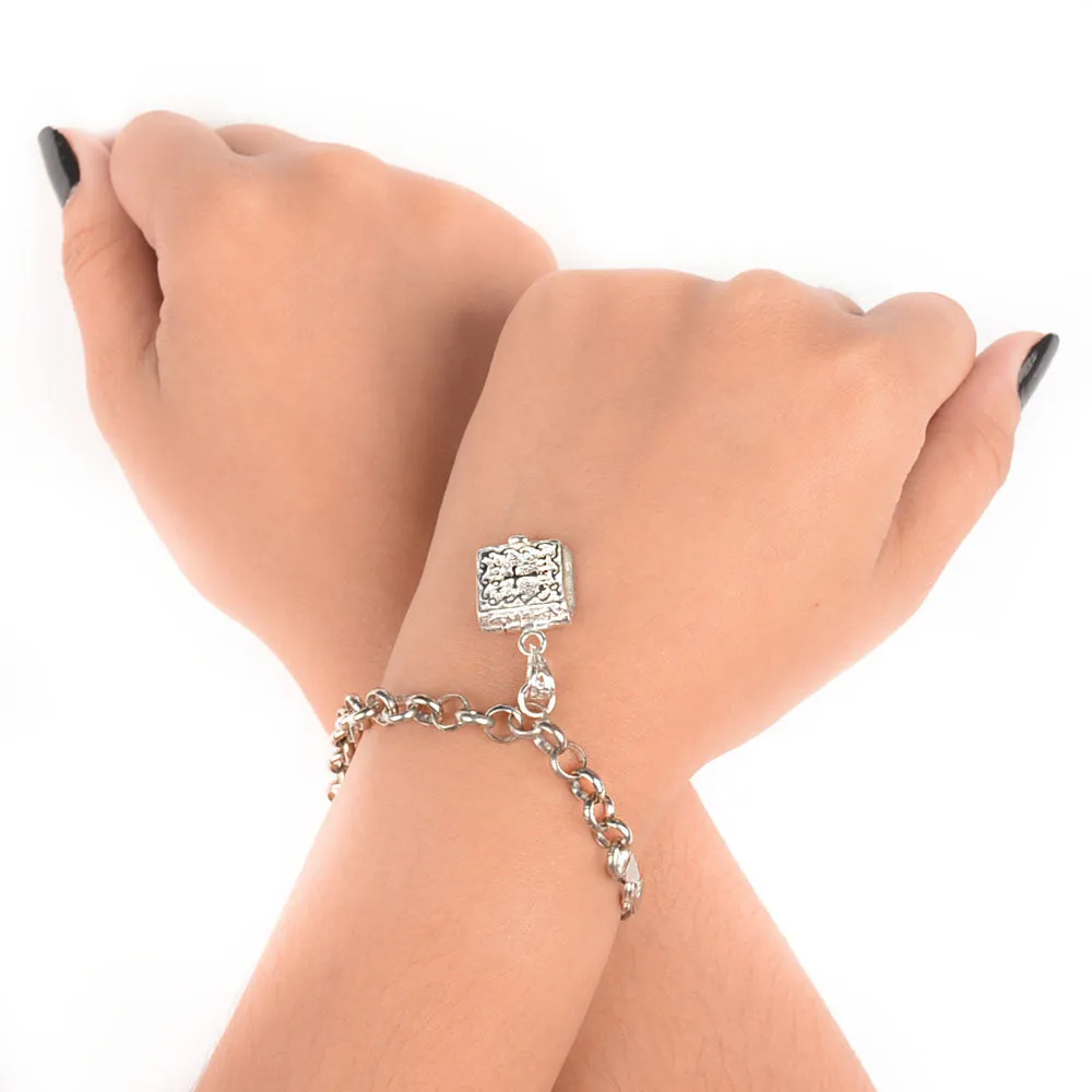 Dangling Prayer Box 925 Sterling Silver Charm Bracelet