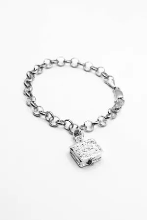 Dangling Prayer Box 925 Sterling Silver Charm Bracelet