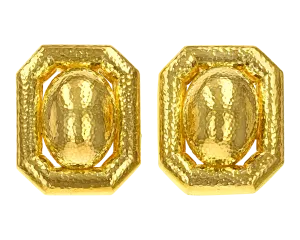David Webb Hammered Gold Earrings