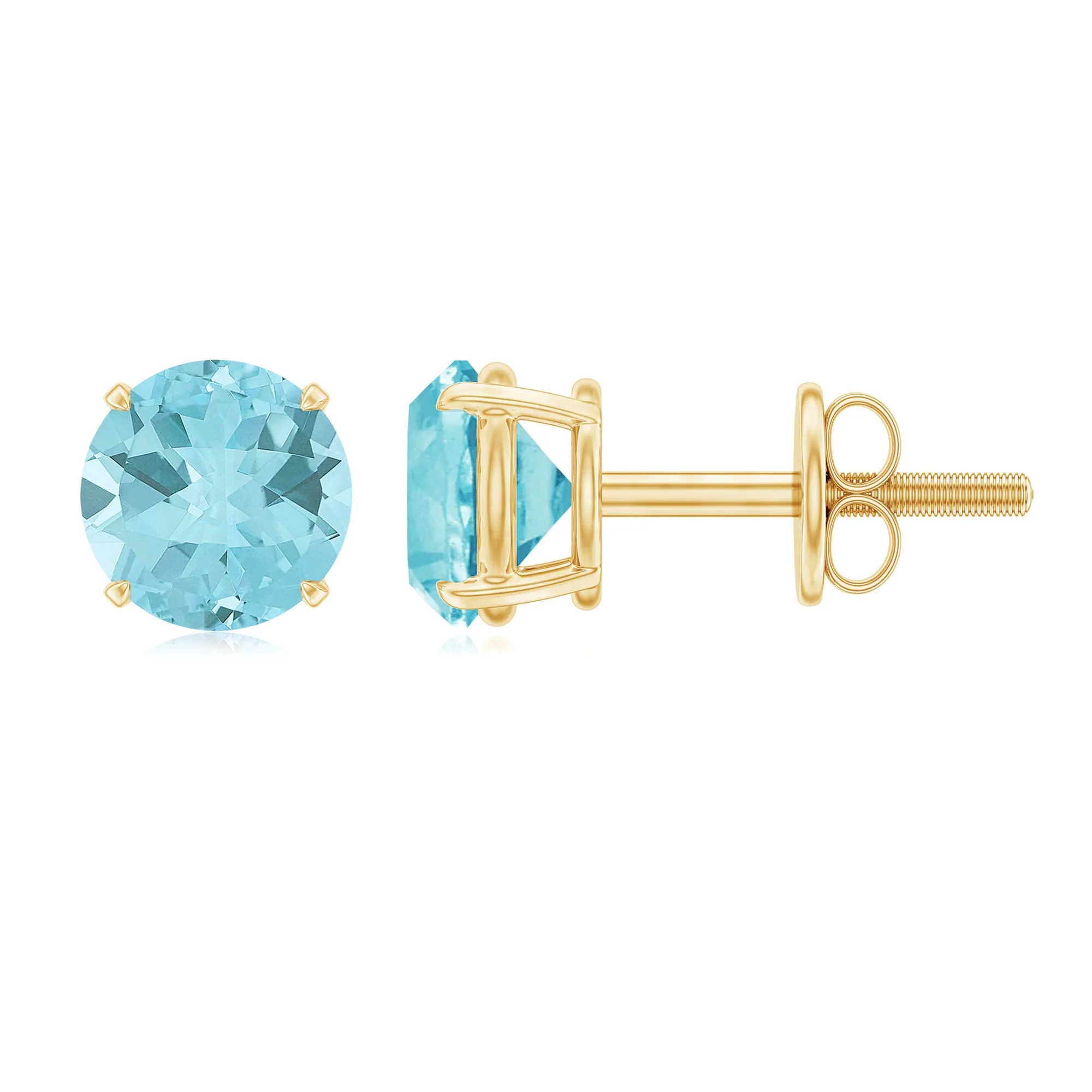 December Birthstone 1/2 CT Classic Sky Blue Topaz Solitaire Stud Earrings for Women