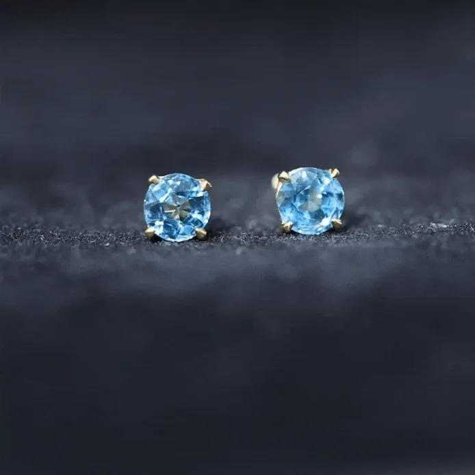 December Birthstone 1/2 CT Classic Sky Blue Topaz Solitaire Stud Earrings for Women