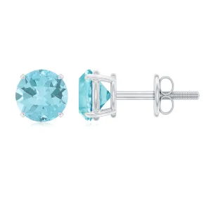 December Birthstone 1/2 CT Classic Sky Blue Topaz Solitaire Stud Earrings for Women