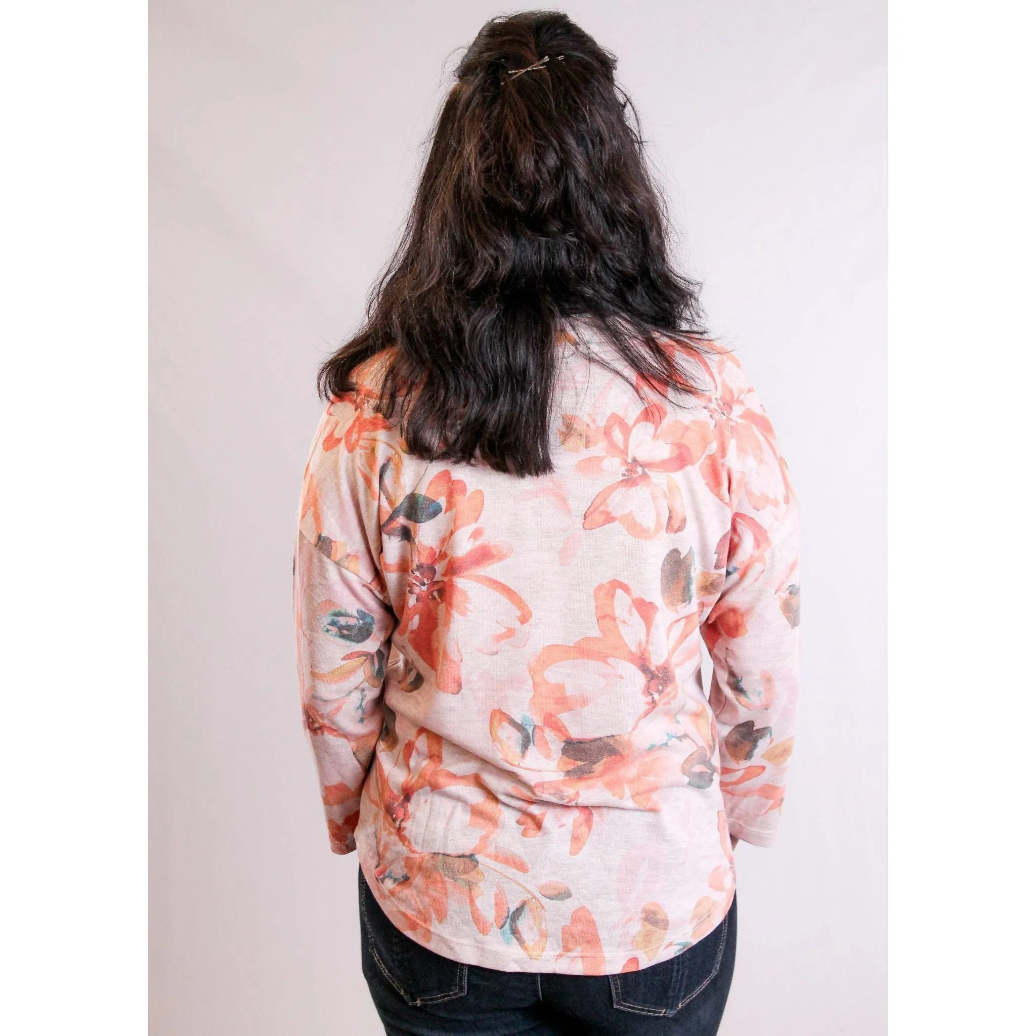Democracy Printed Knit Top with 3/4 Sleeves