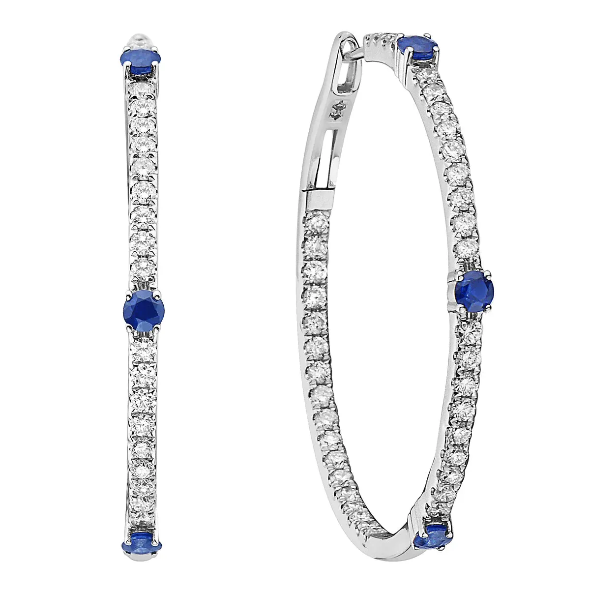 Diamond and Sapphire Hoop Earrings