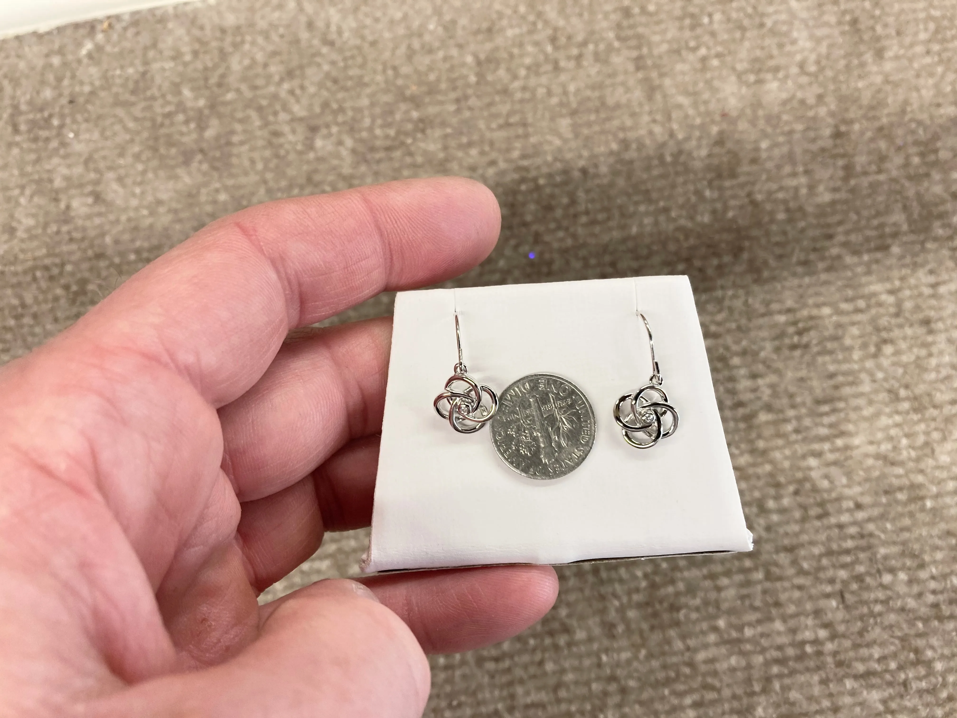 Diamond Silver Dangle Earrings