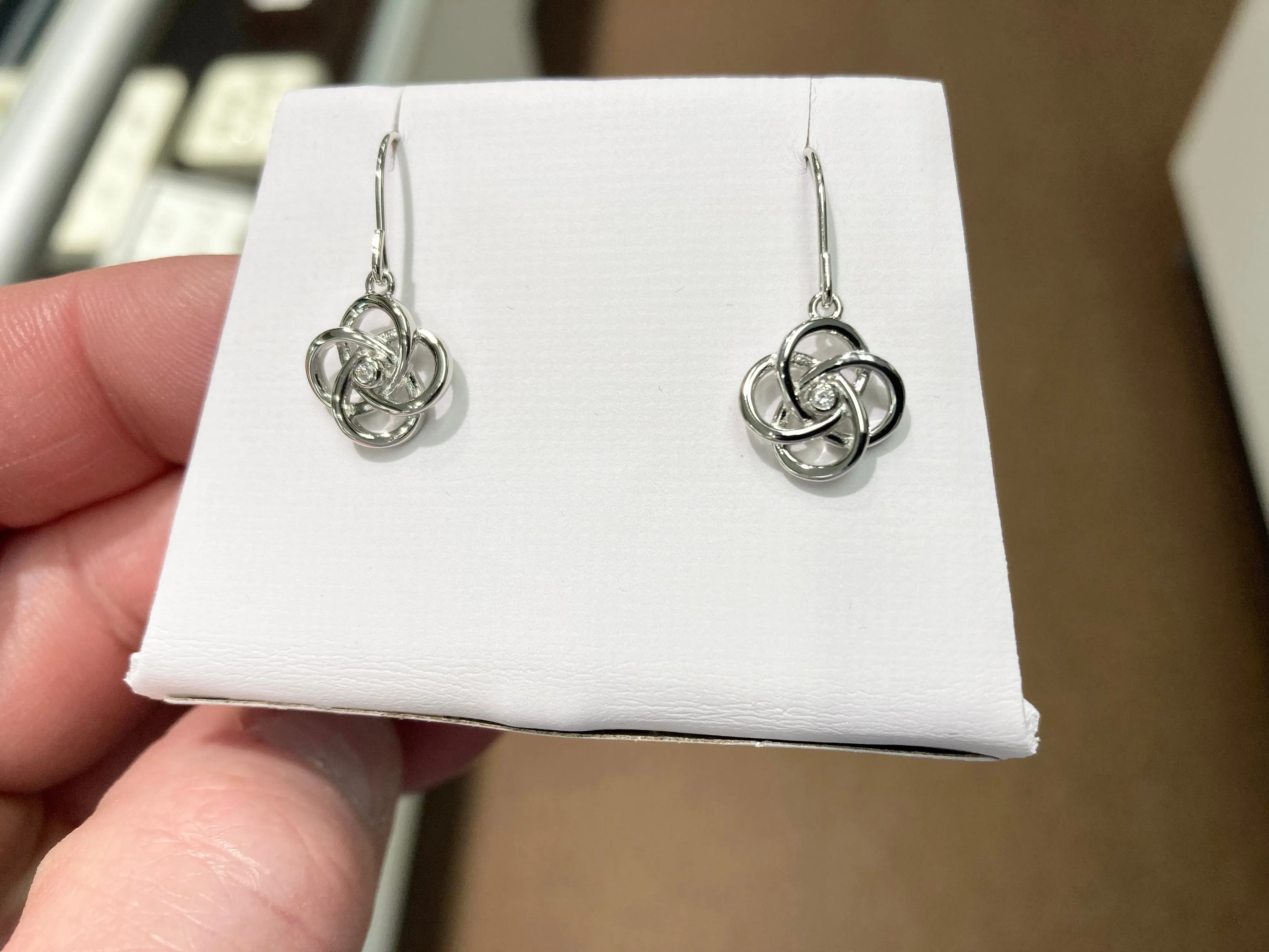 Diamond Silver Dangle Earrings