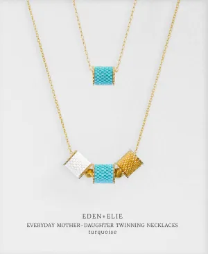 EDEN   ELIE Mother-Daughter twinning necklaces set - turquoise