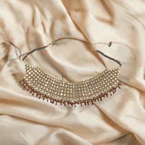 Elaborate Indian Style Choker Necklace with Red Droplets