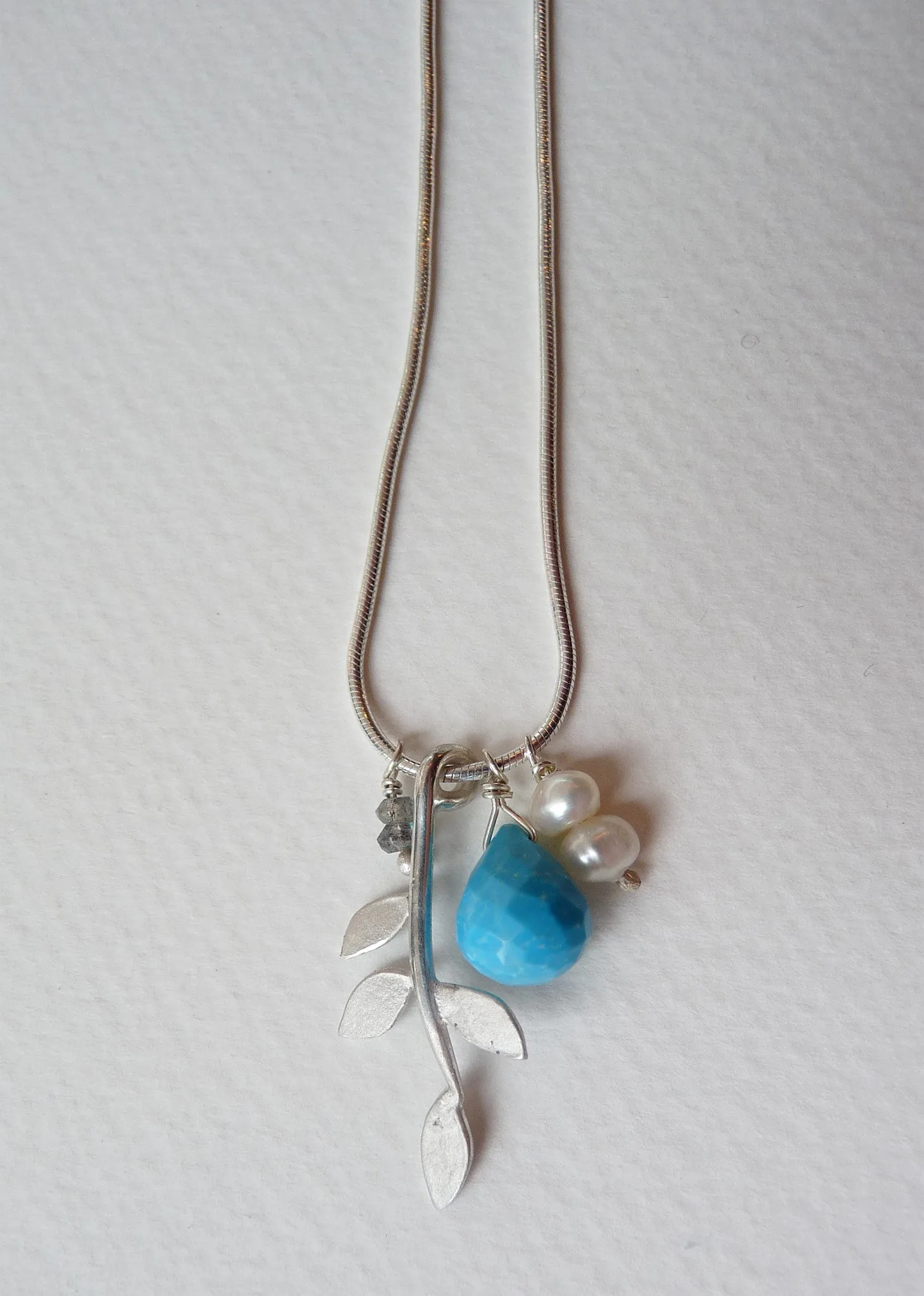 Eloise Leaf Bridesmaid Necklace on snake chain