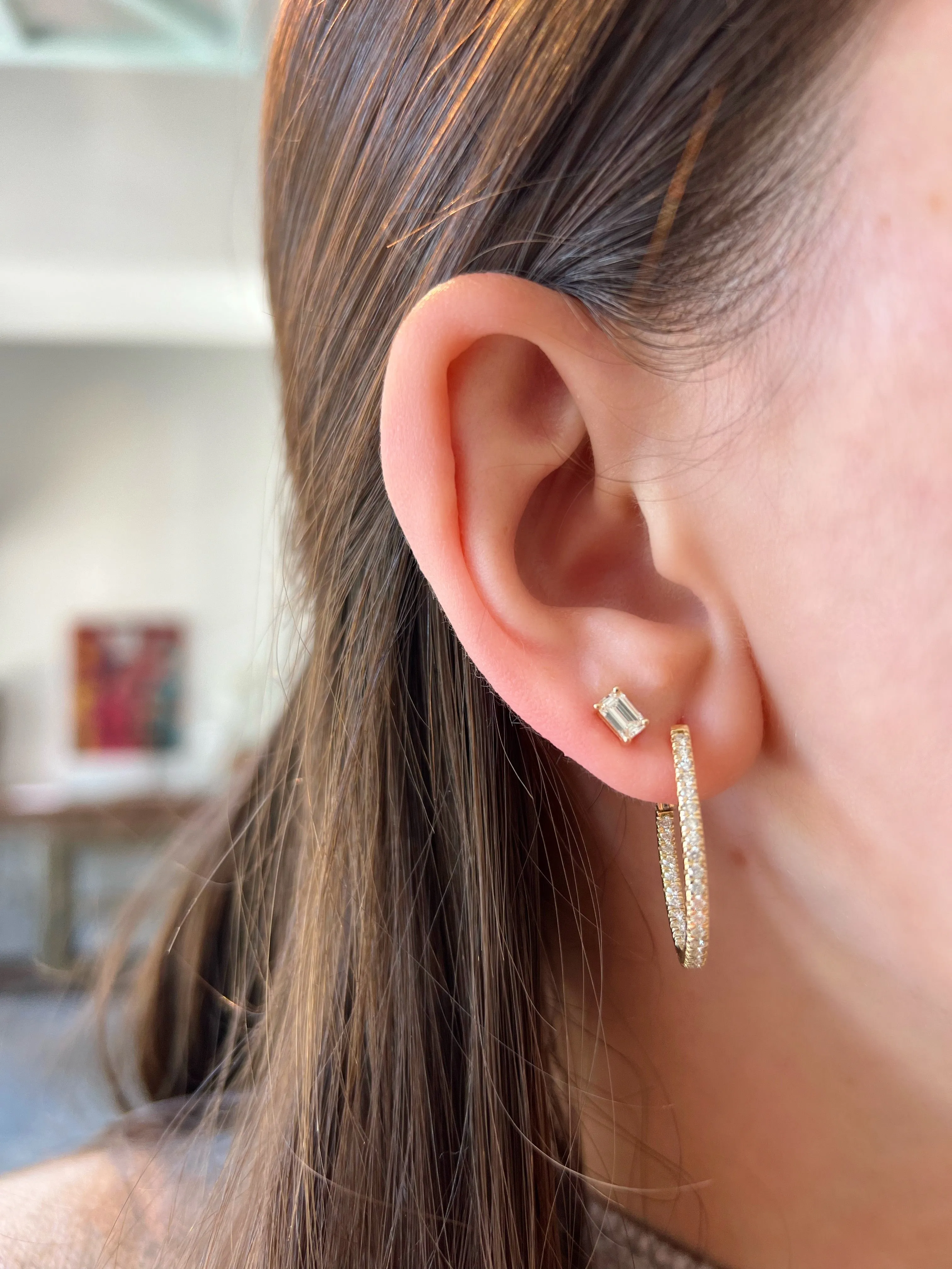 Emerald Cut Diamond Earrings