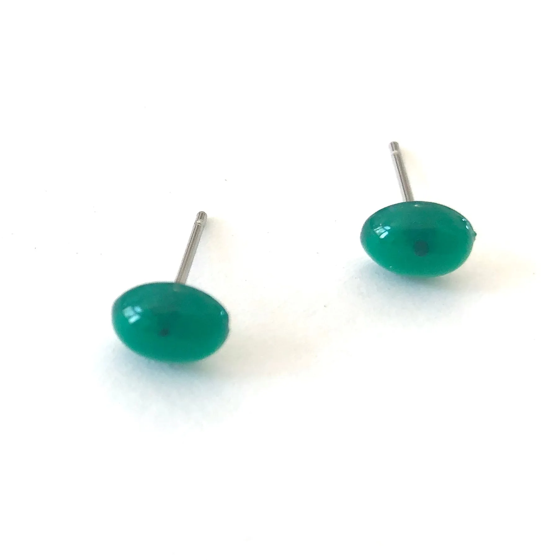 Emerald Green Small Oval Stud Lucite Earrings
