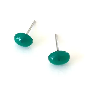 Emerald Green Small Oval Stud Lucite Earrings