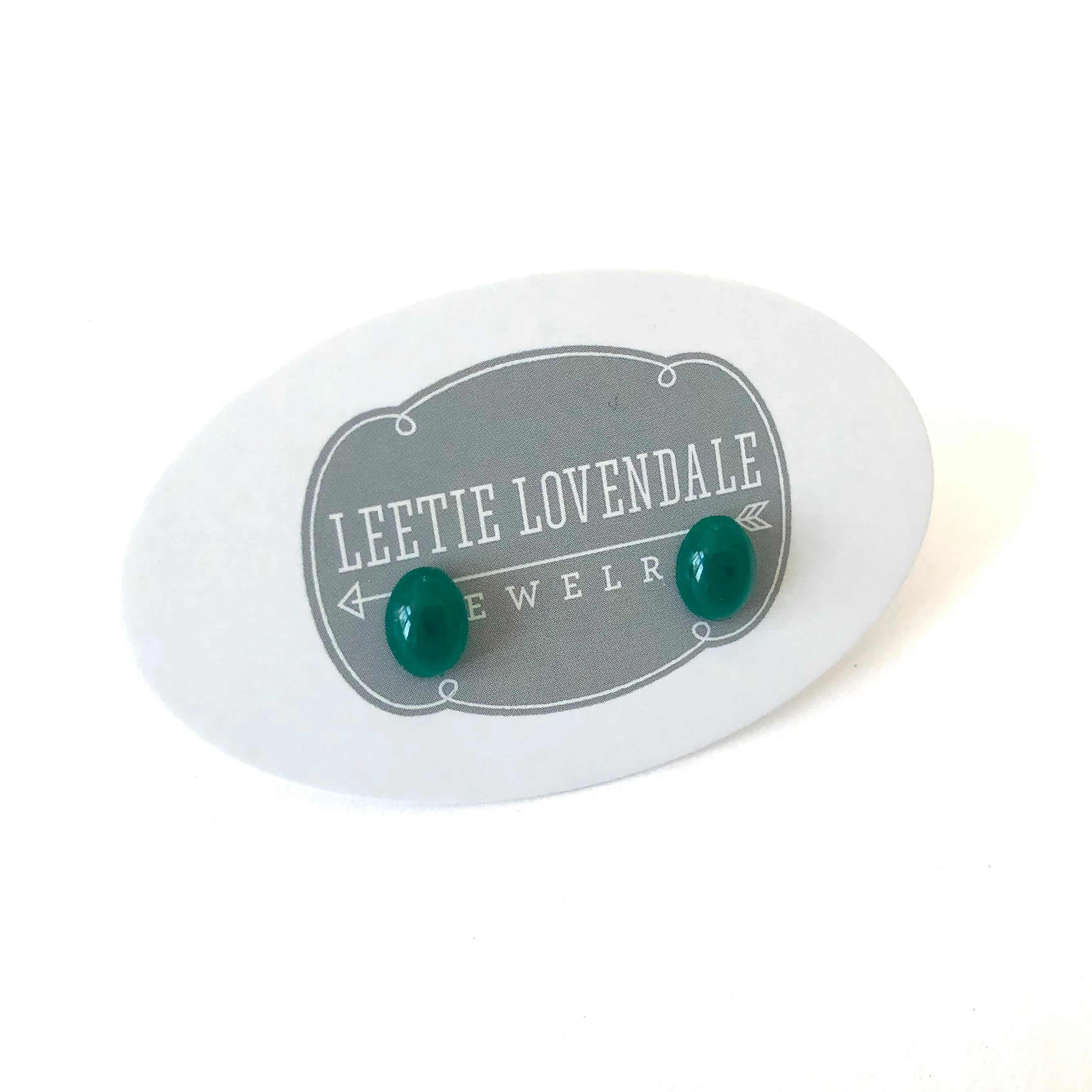 Emerald Green Small Oval Stud Lucite Earrings