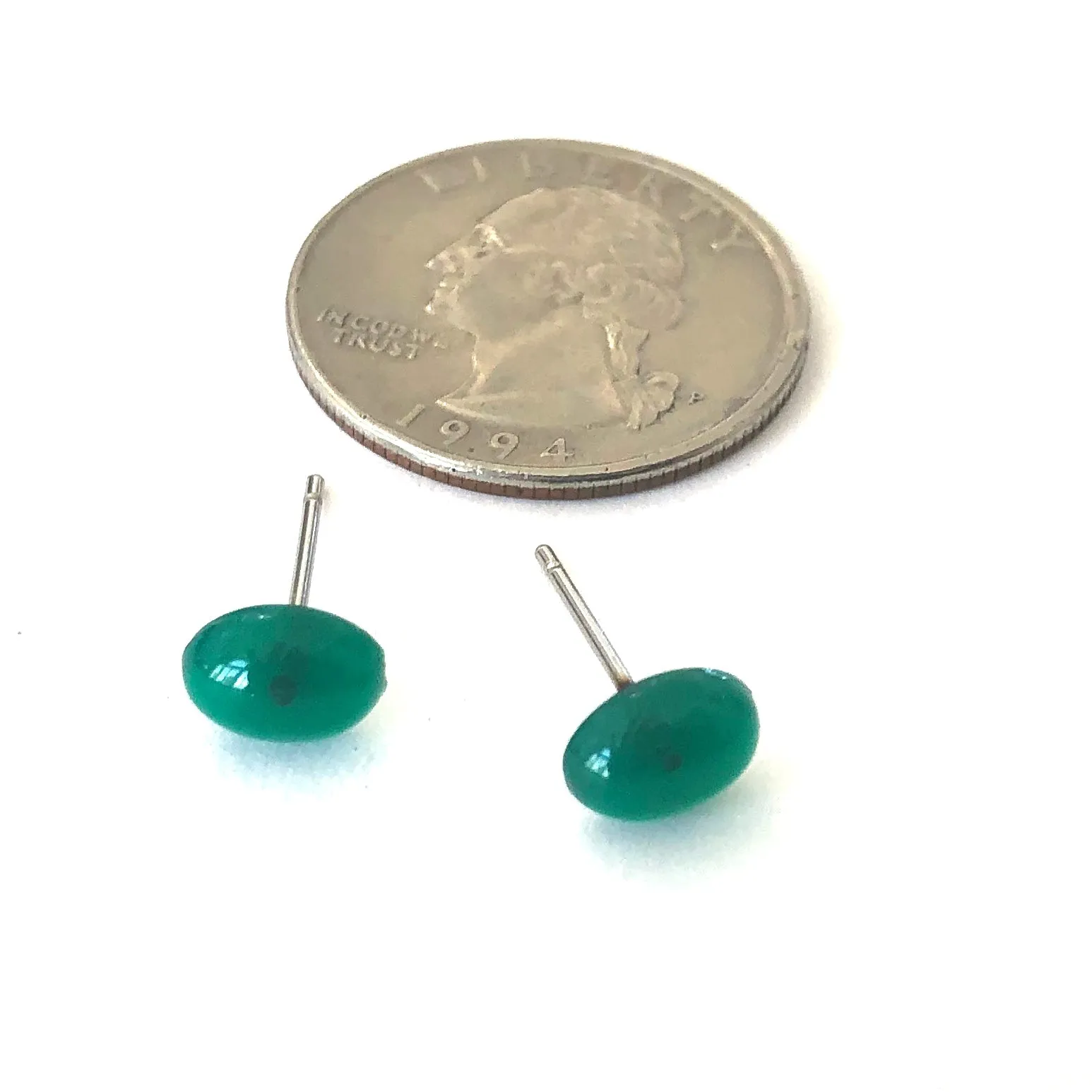 Emerald Green Small Oval Stud Lucite Earrings