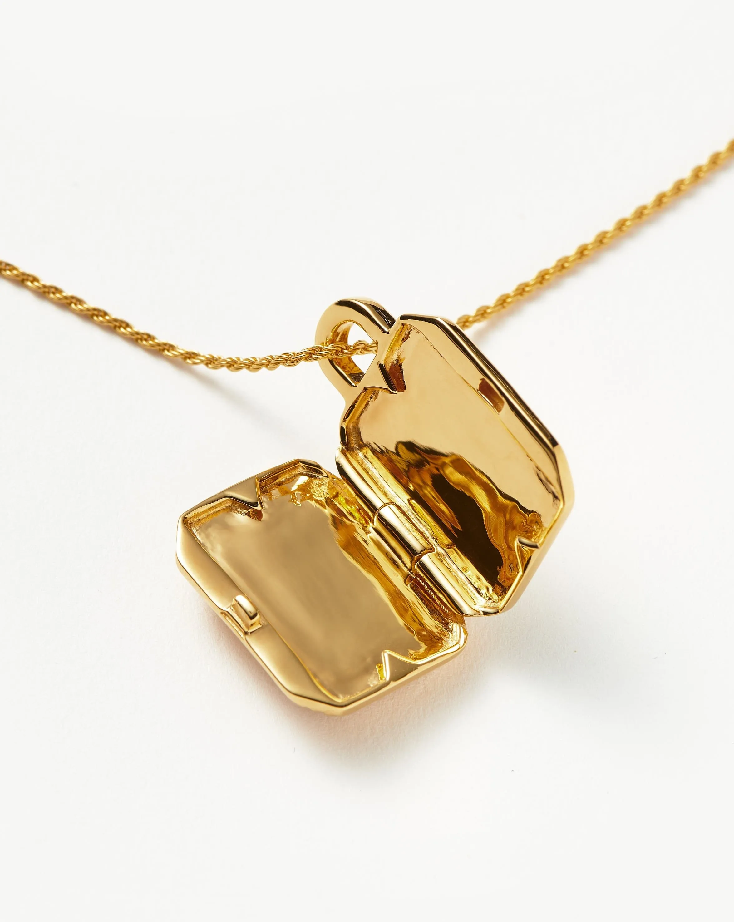 Engravable Square Locket Rope Necklace