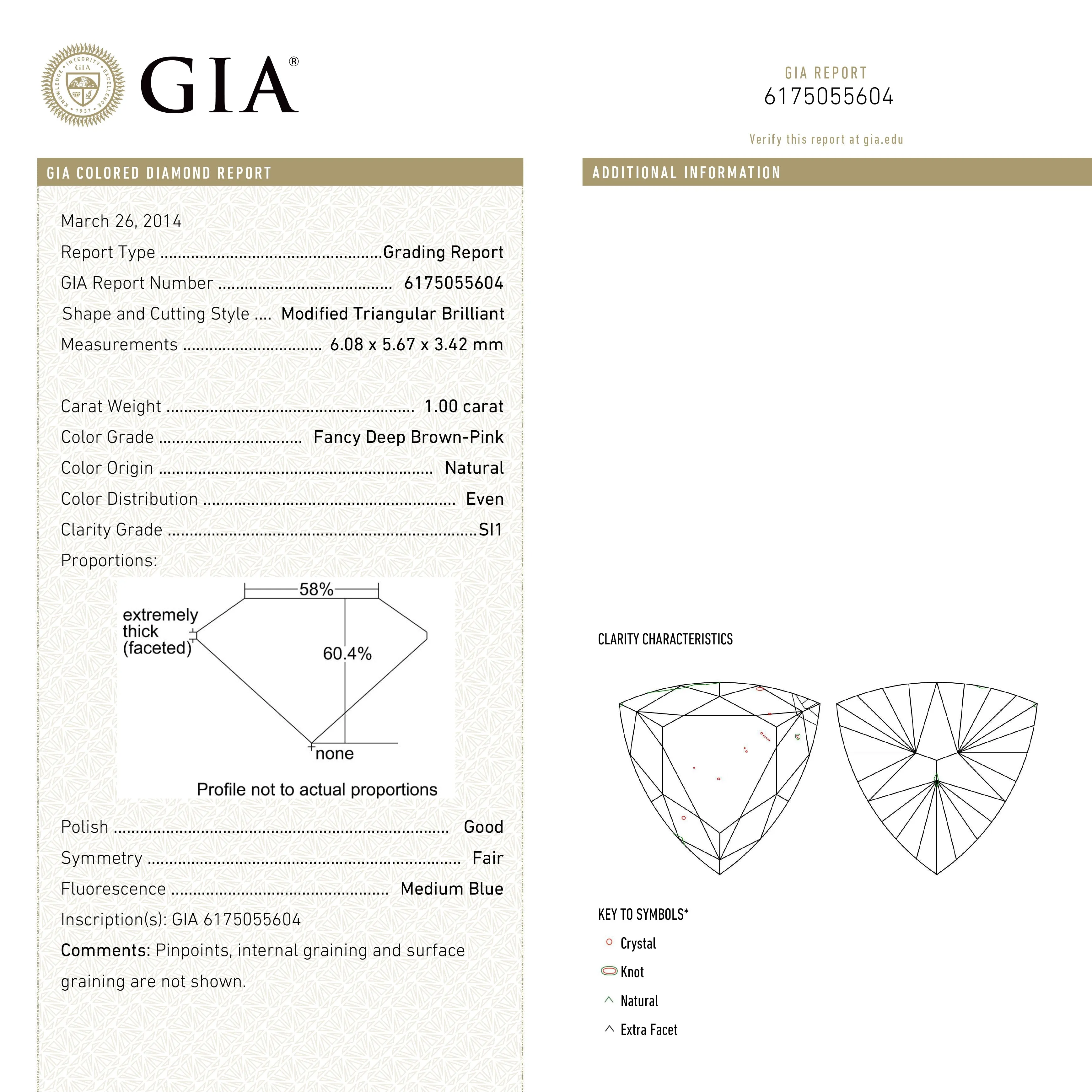 Fancy Brown-Pink Brilliant Diamond - 1.00ct Trillion
