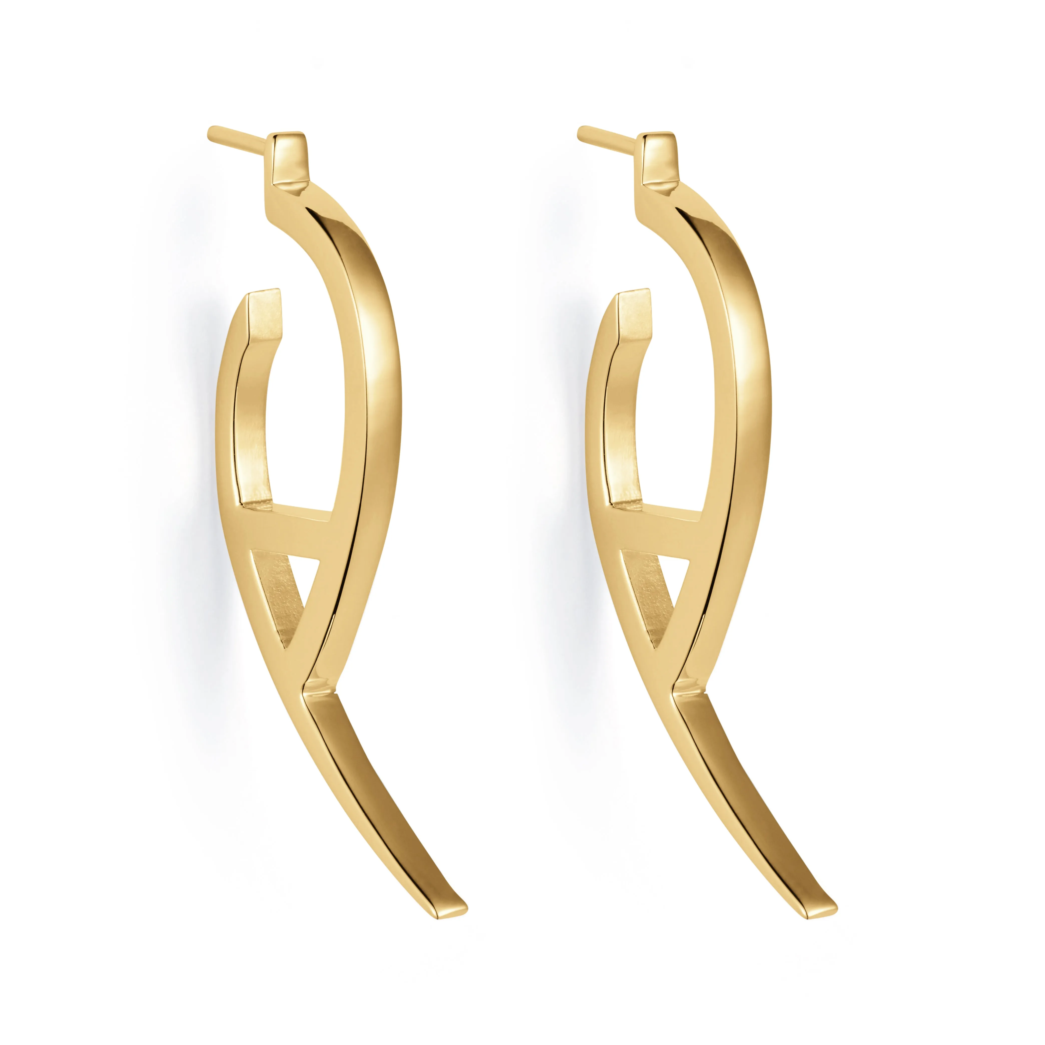 Flick Plain Earrings - Gold - 23EFpg