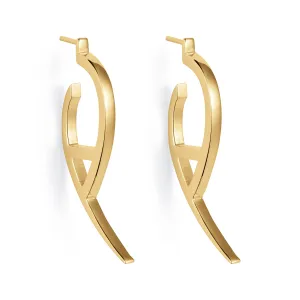 Flick Plain Earrings - Gold - 23EFpg