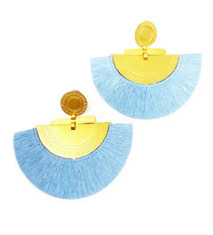 Fringe Crescent Earring: Sky Blue
