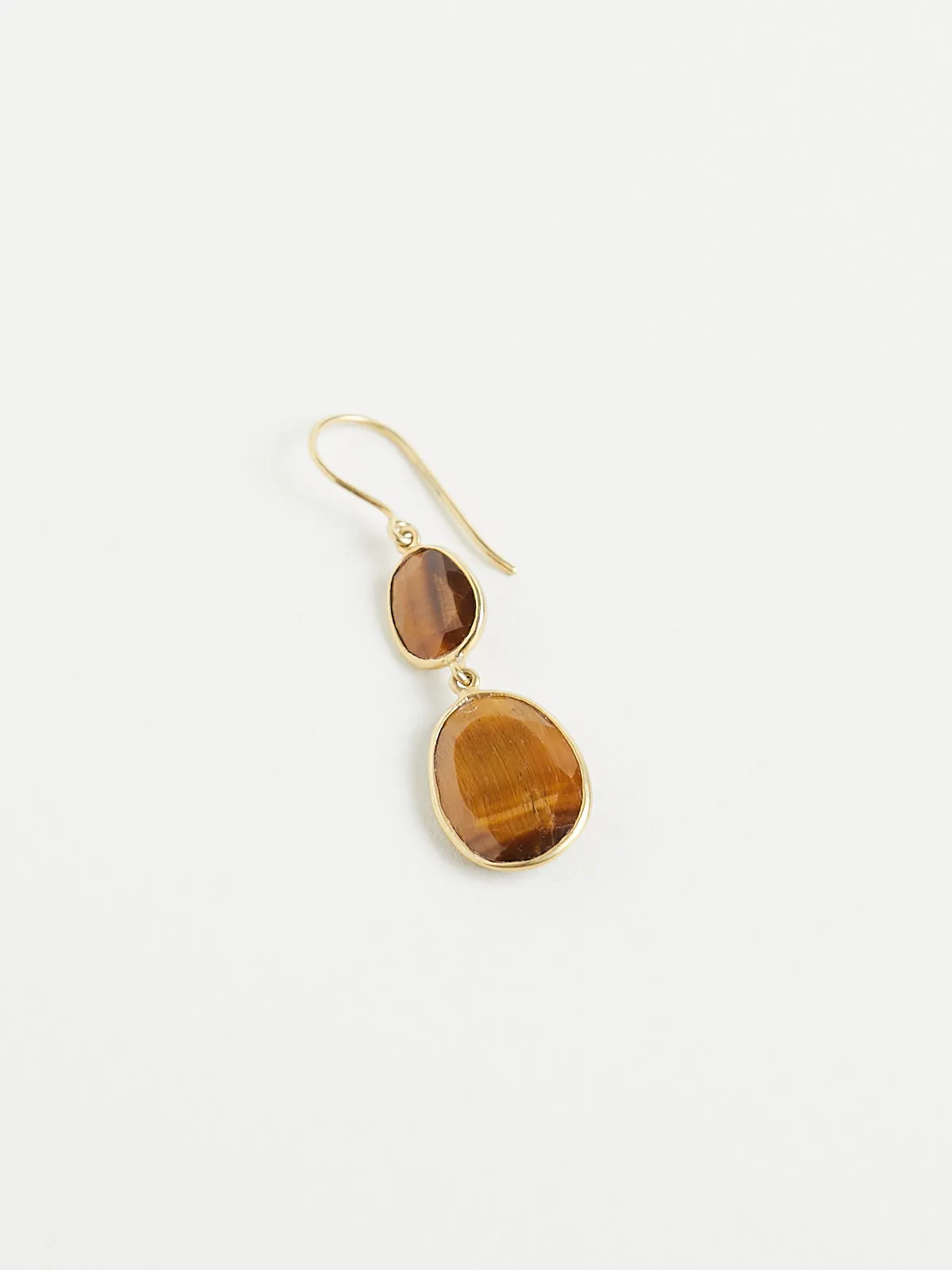 Galaxy Double Drop Earrings in 18k Yellow Gold with Tiger's Eye
