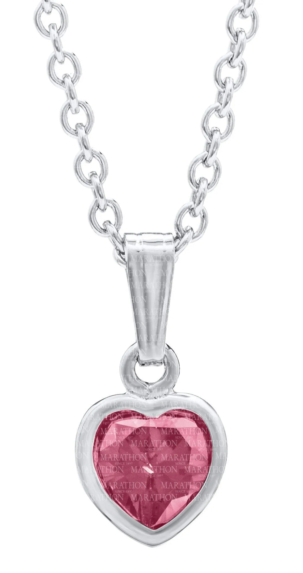 Genuine Sterling Silver Kiddie Kraft Heart Pendant Necklace with Synthetic Birthstone