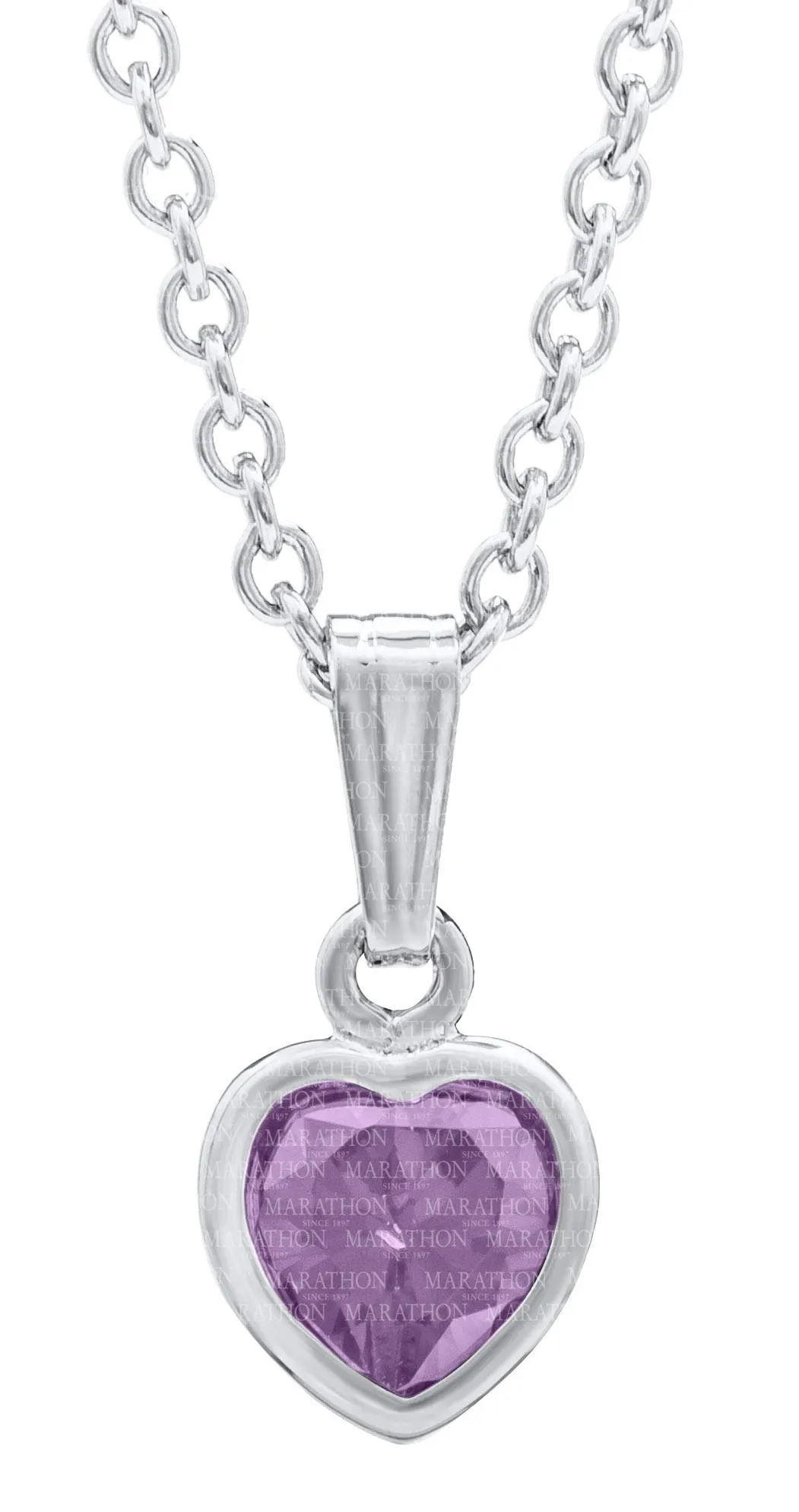 Genuine Sterling Silver Kiddie Kraft Heart Pendant Necklace with Synthetic Birthstone