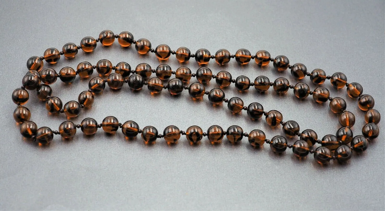 Glass Bead Opera Knotted Single Strand Necklace - c.1930s