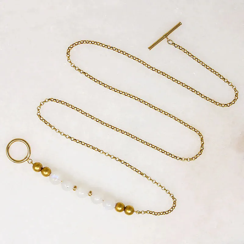 Glossy Moonstone & Gold Bead Necklace by Ancient Influences