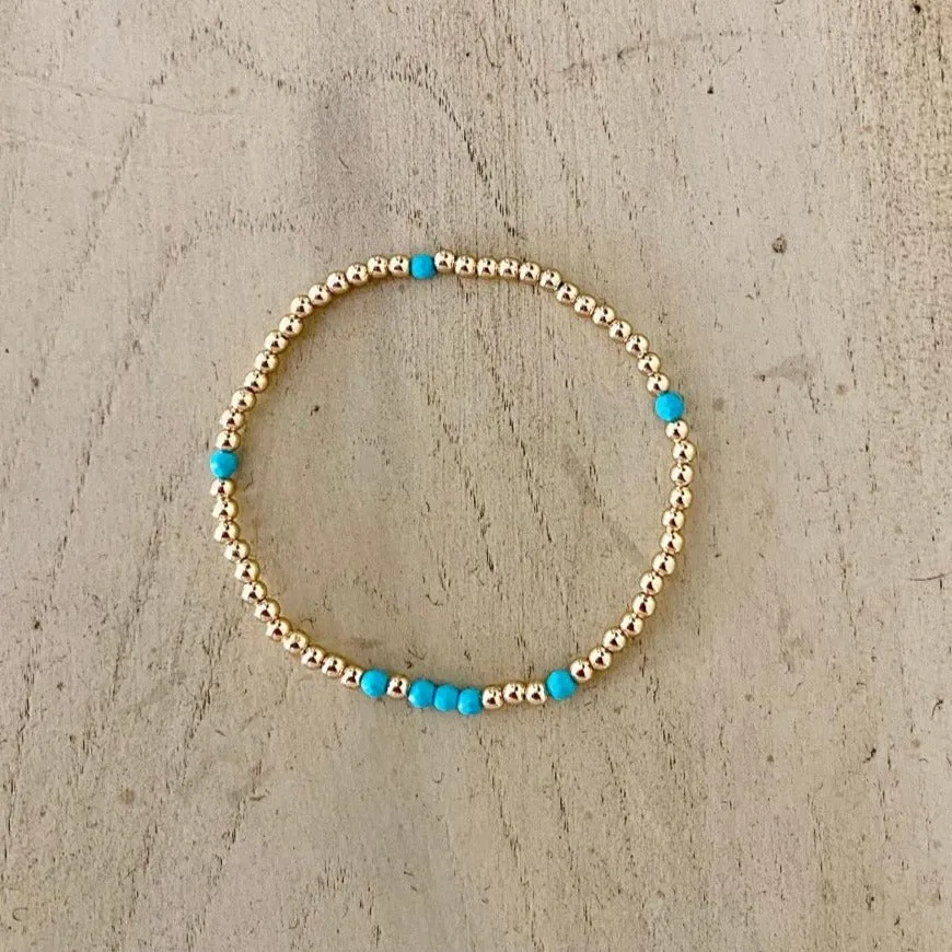Gold Beads with Turquoise Bracelet