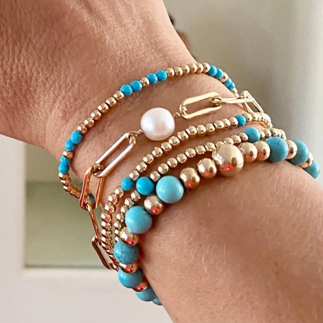 Gold Beads with Turquoise Bracelet