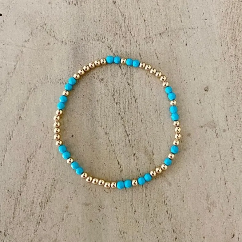 Gold Beads with Turquoise Bracelet