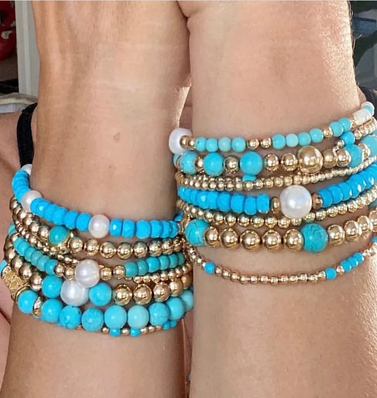 Gold Beads with Turquoise Bracelet