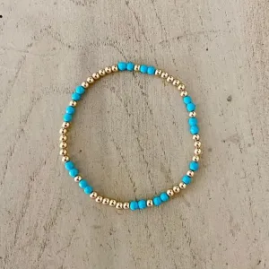 Gold Beads with Turquoise Bracelet