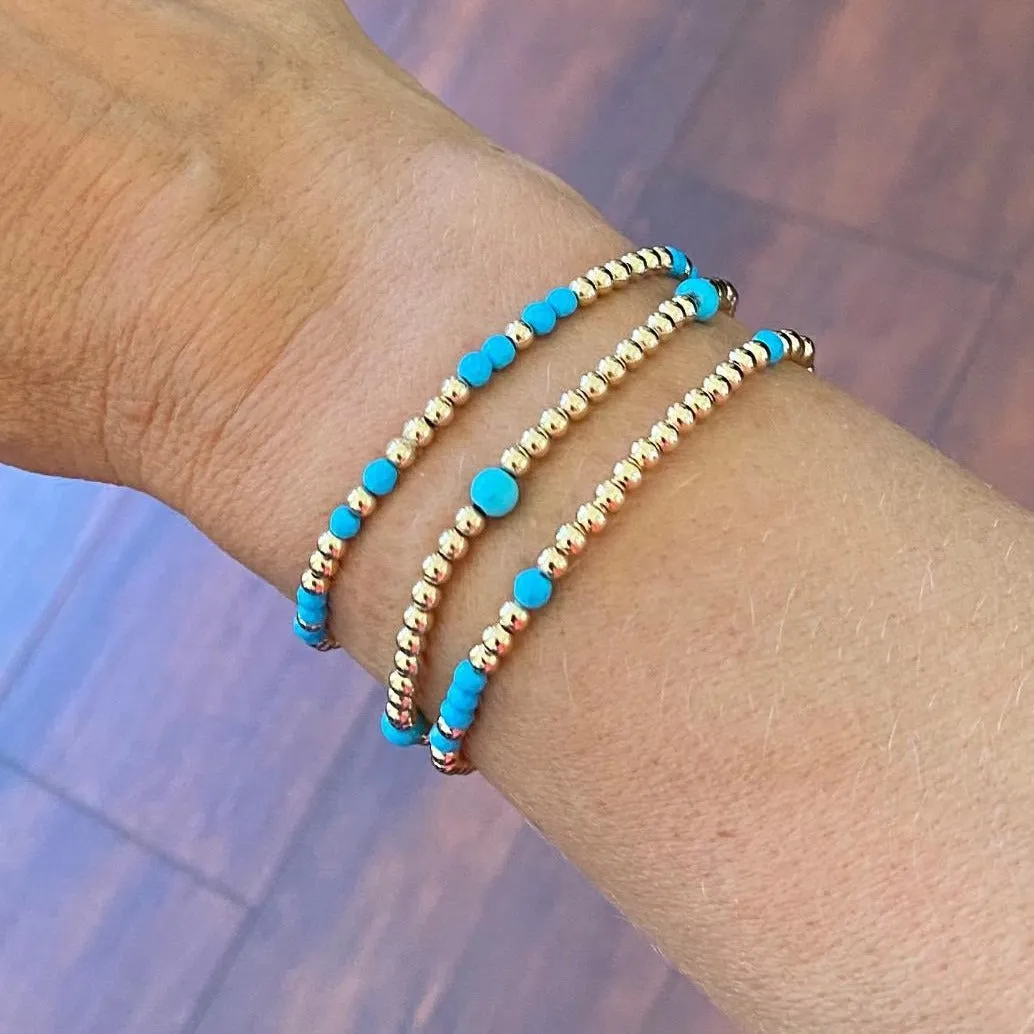 Gold Beads with Turquoise Bracelet