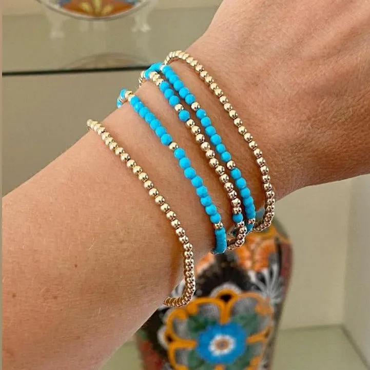 Gold Beads with Turquoise Bracelet