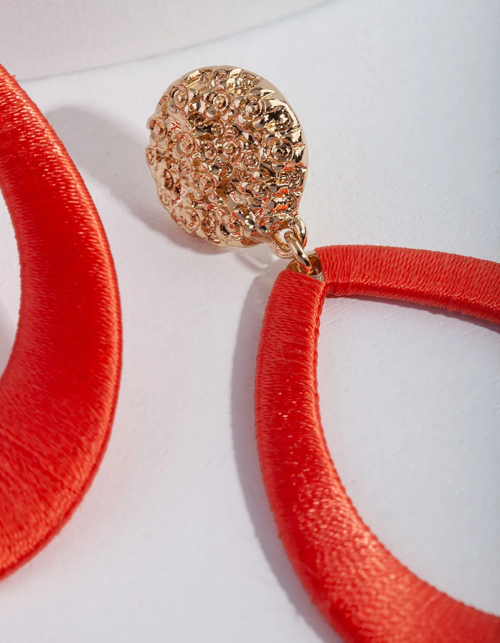 Gold Coral Threaded Earring