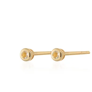Gold Plated June Birthstone Teeny Stud Earrings (Moonstone)