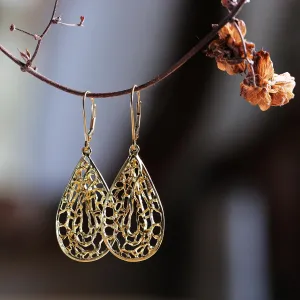 Gold Sea Fan Medium French Hook Earrings
