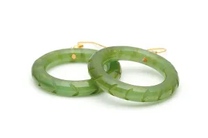 Golden Olive Fakelite Drop Hoop Earrings