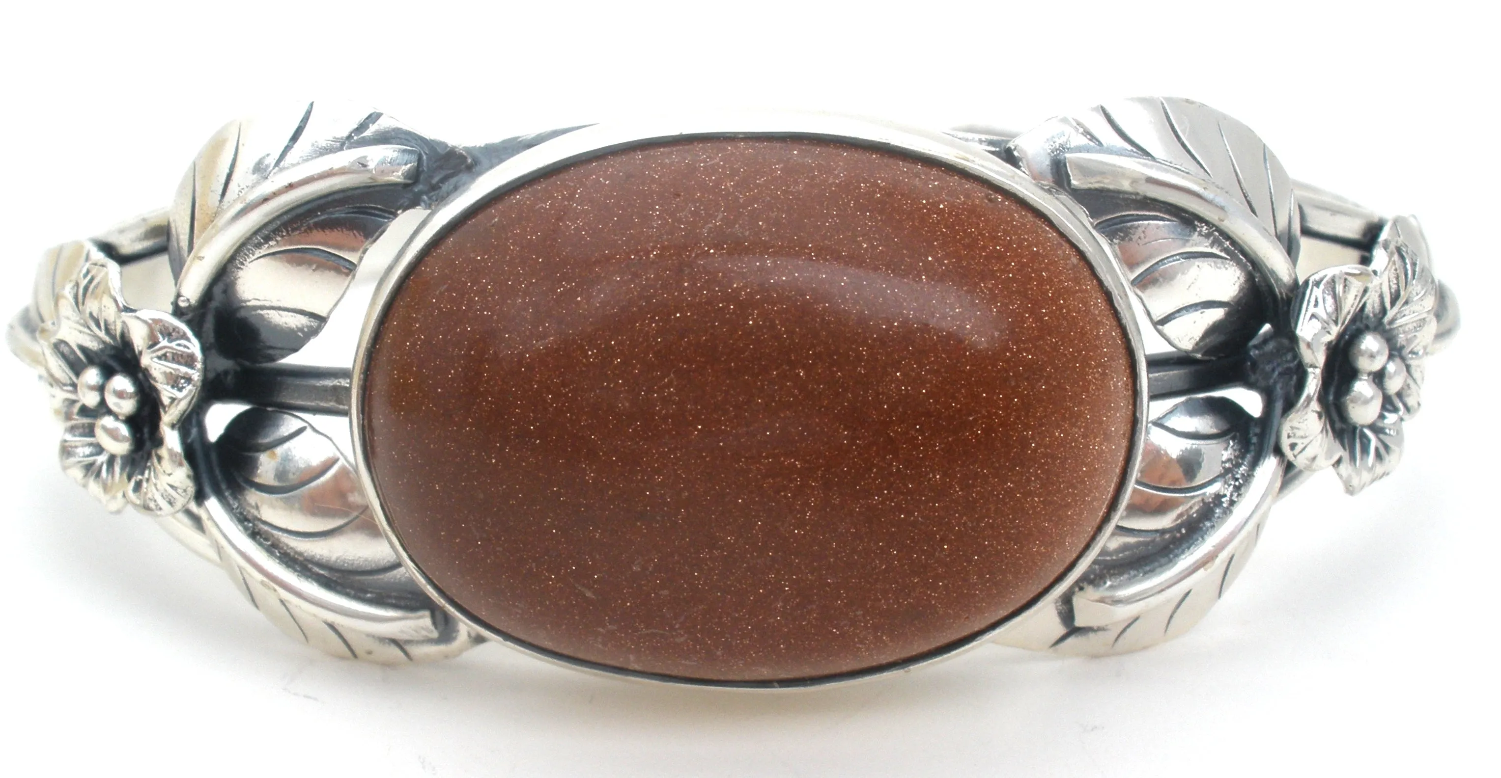 Goldstone Cuff Bracelet Sterling Silver