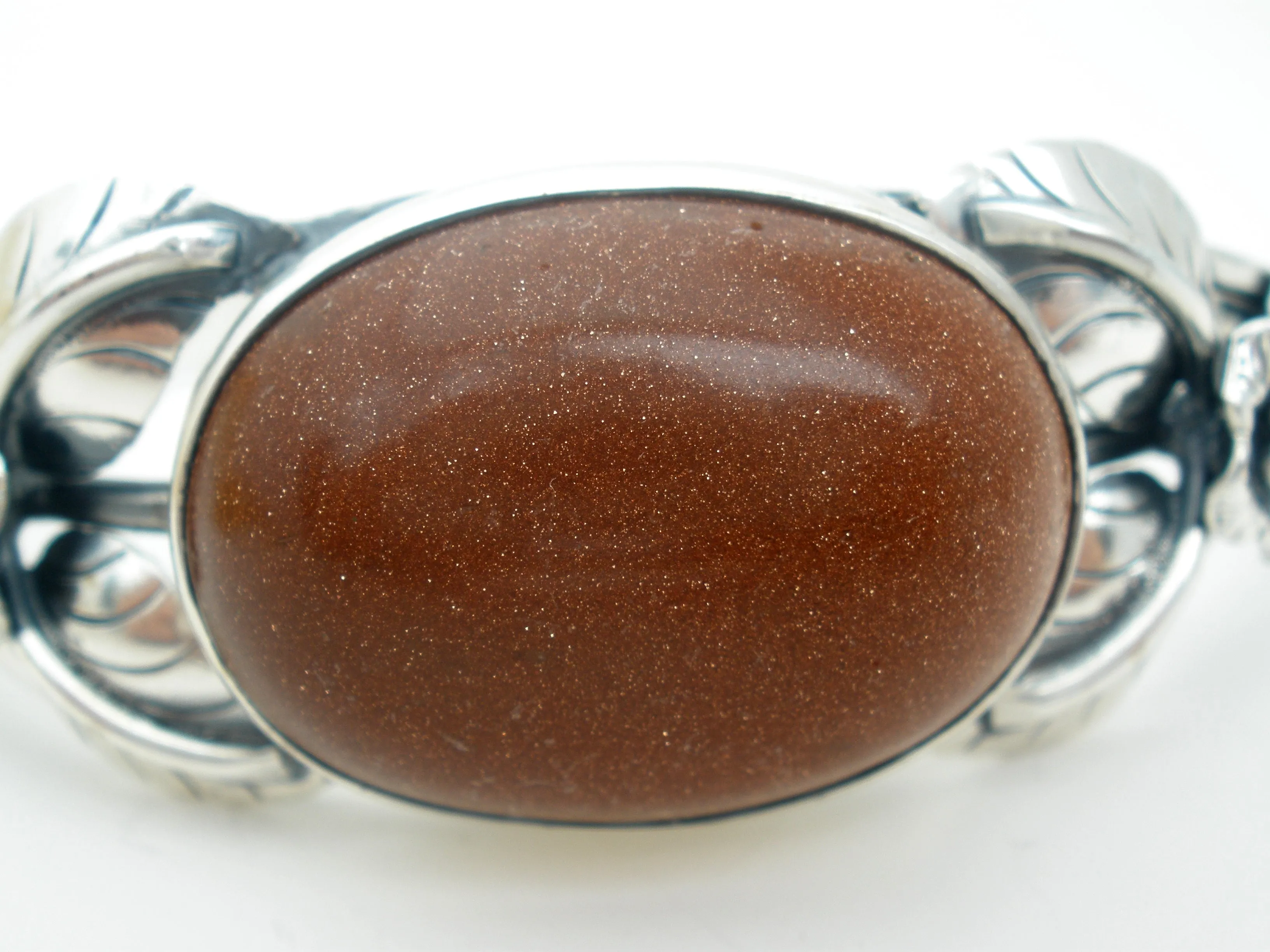 Goldstone Cuff Bracelet Sterling Silver