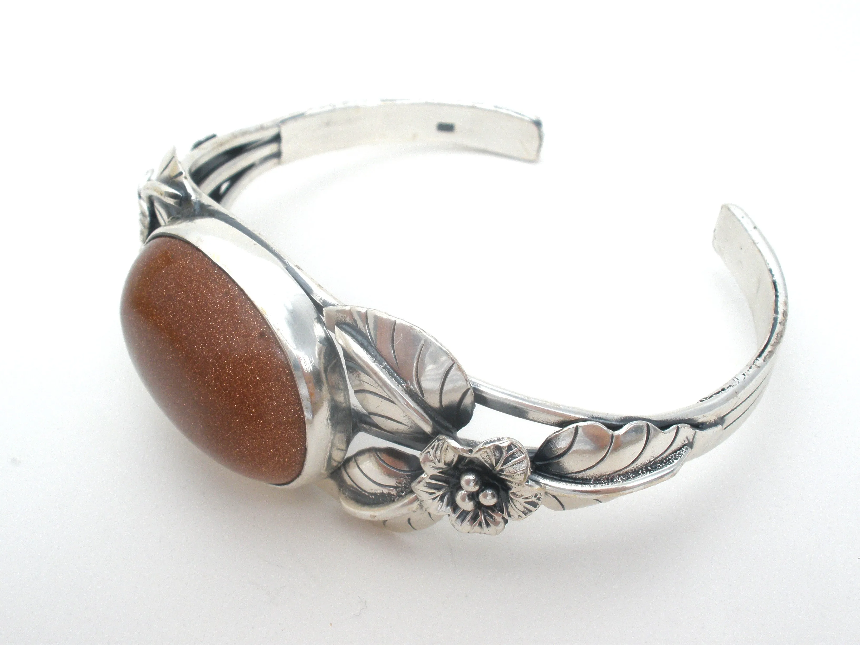 Goldstone Cuff Bracelet Sterling Silver