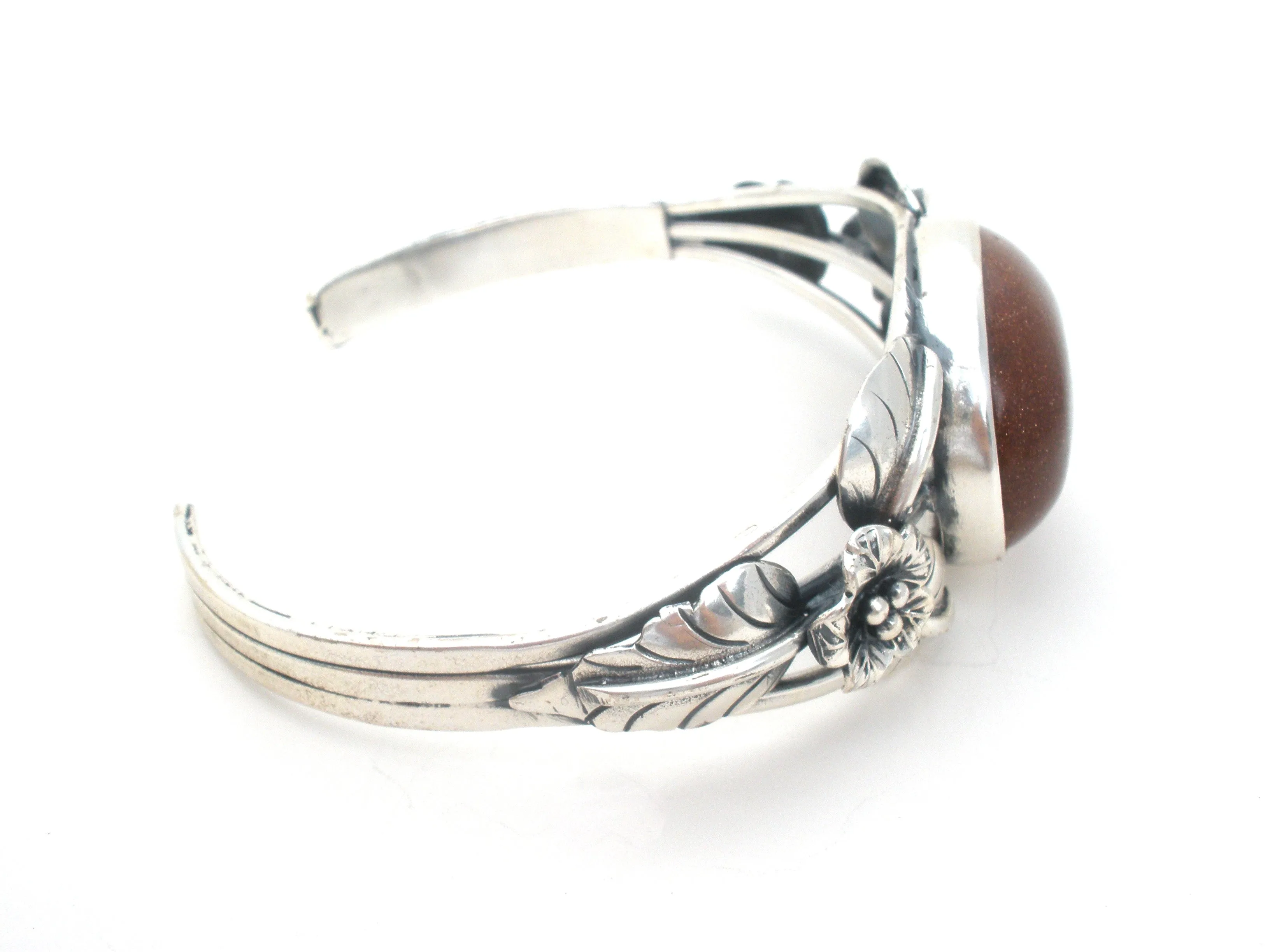 Goldstone Cuff Bracelet Sterling Silver