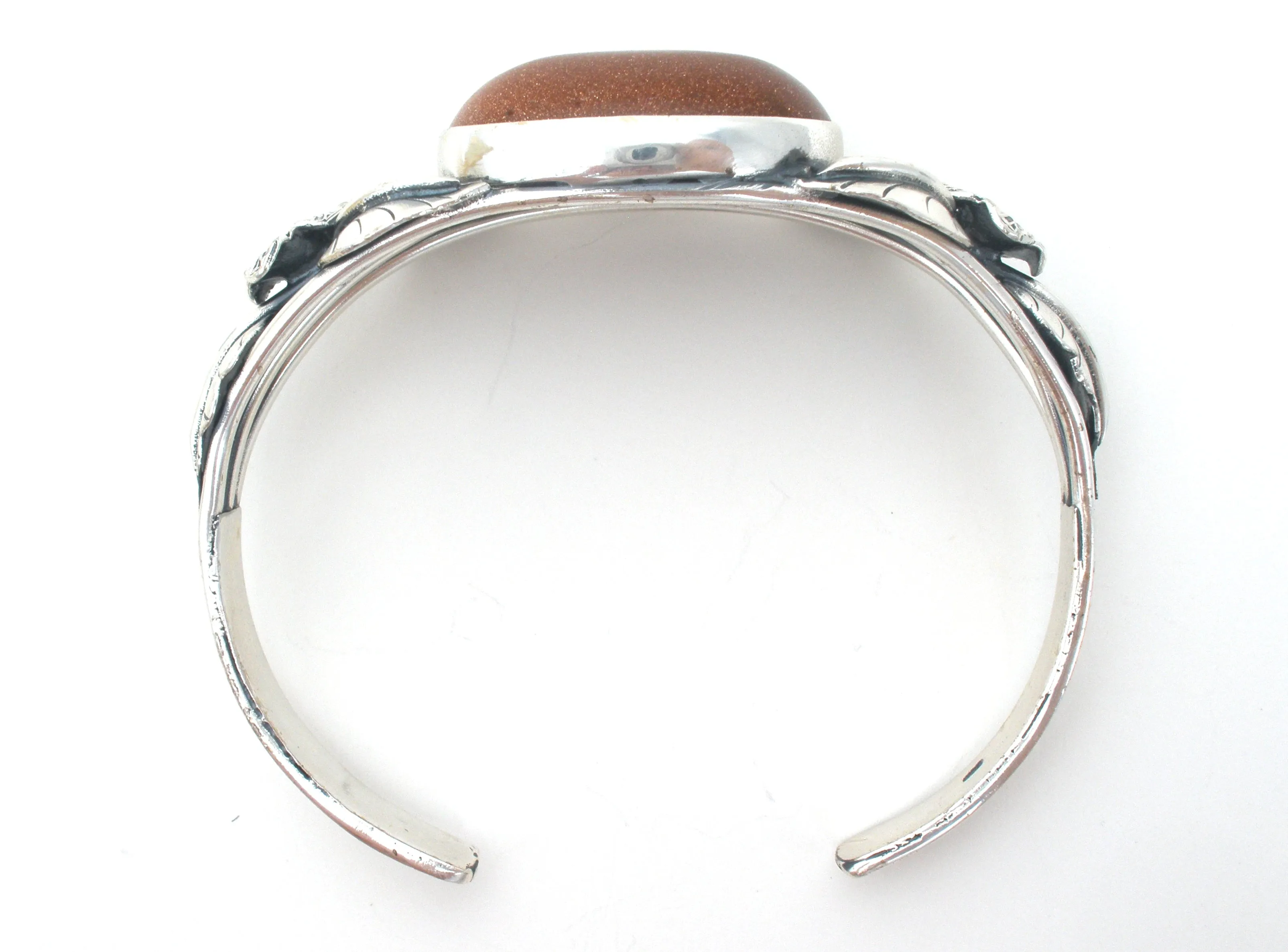 Goldstone Cuff Bracelet Sterling Silver