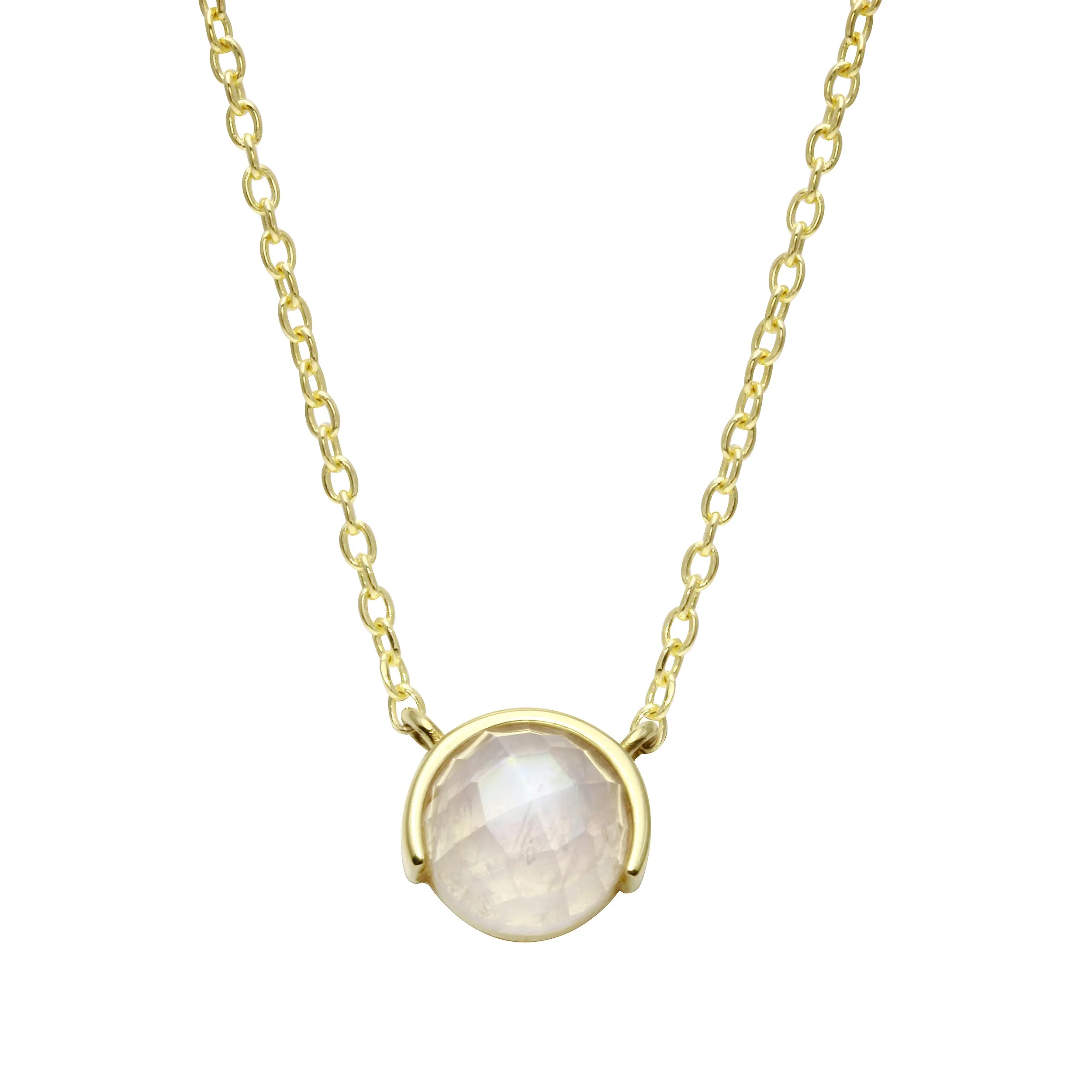 Half Bezel Round Gemstone Necklace