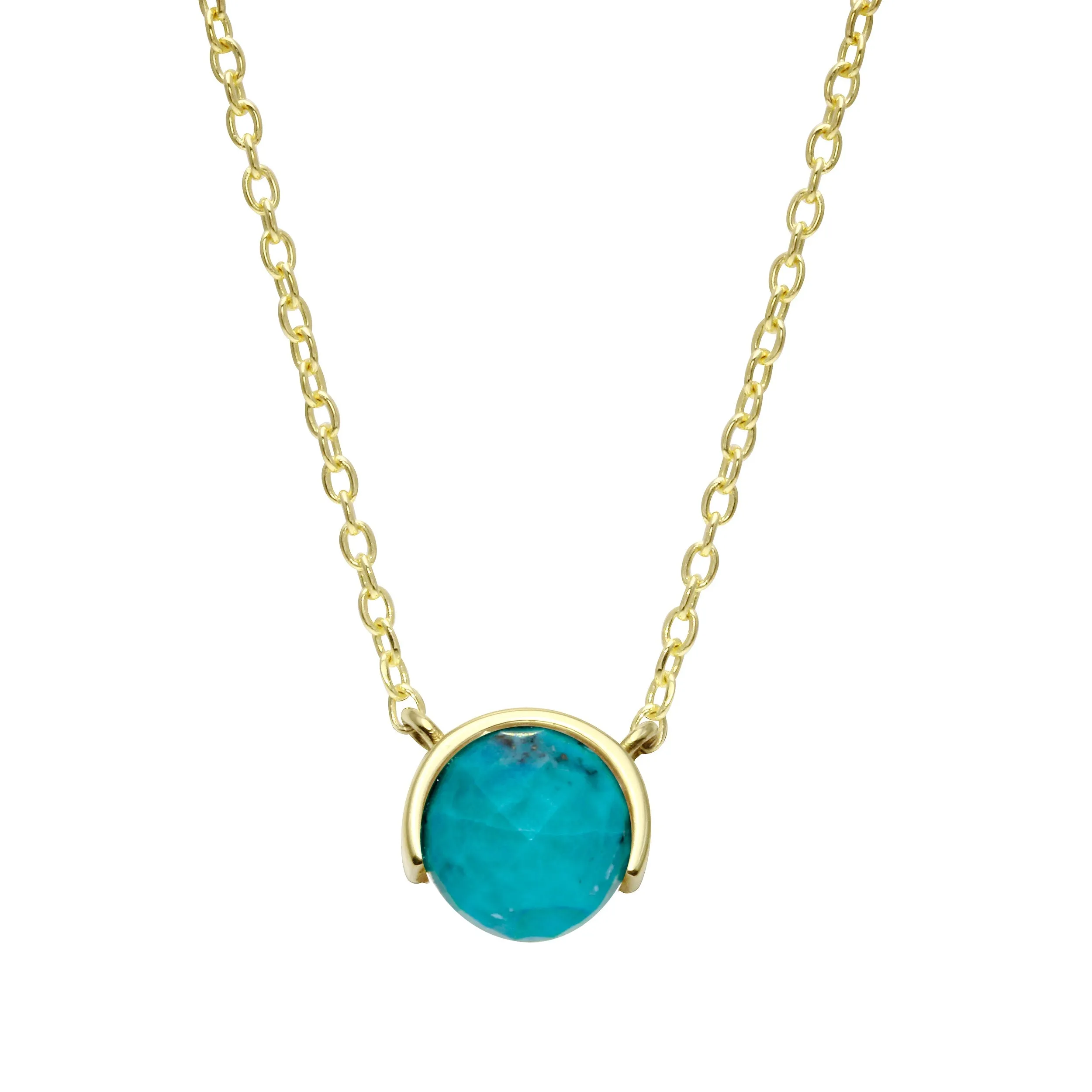 Half Bezel Round Gemstone Necklace