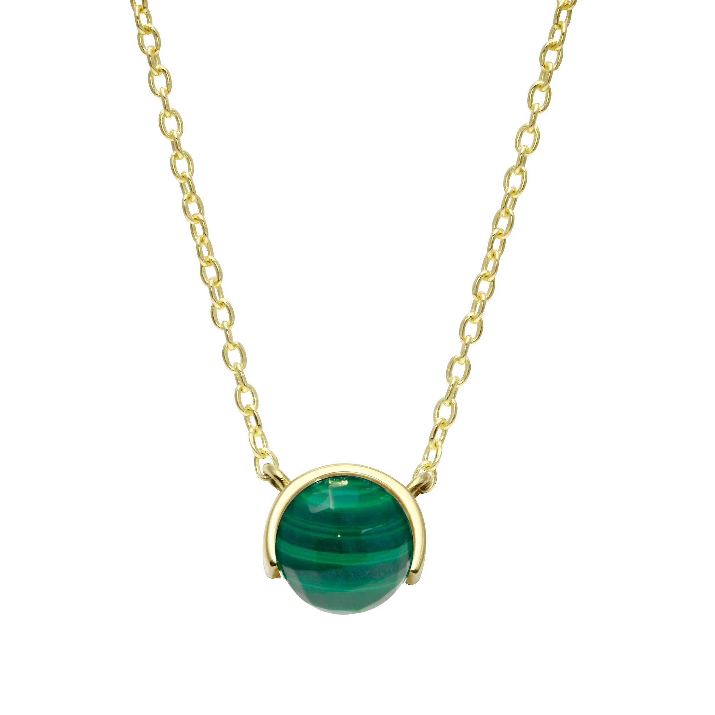 Half Bezel Round Gemstone Necklace