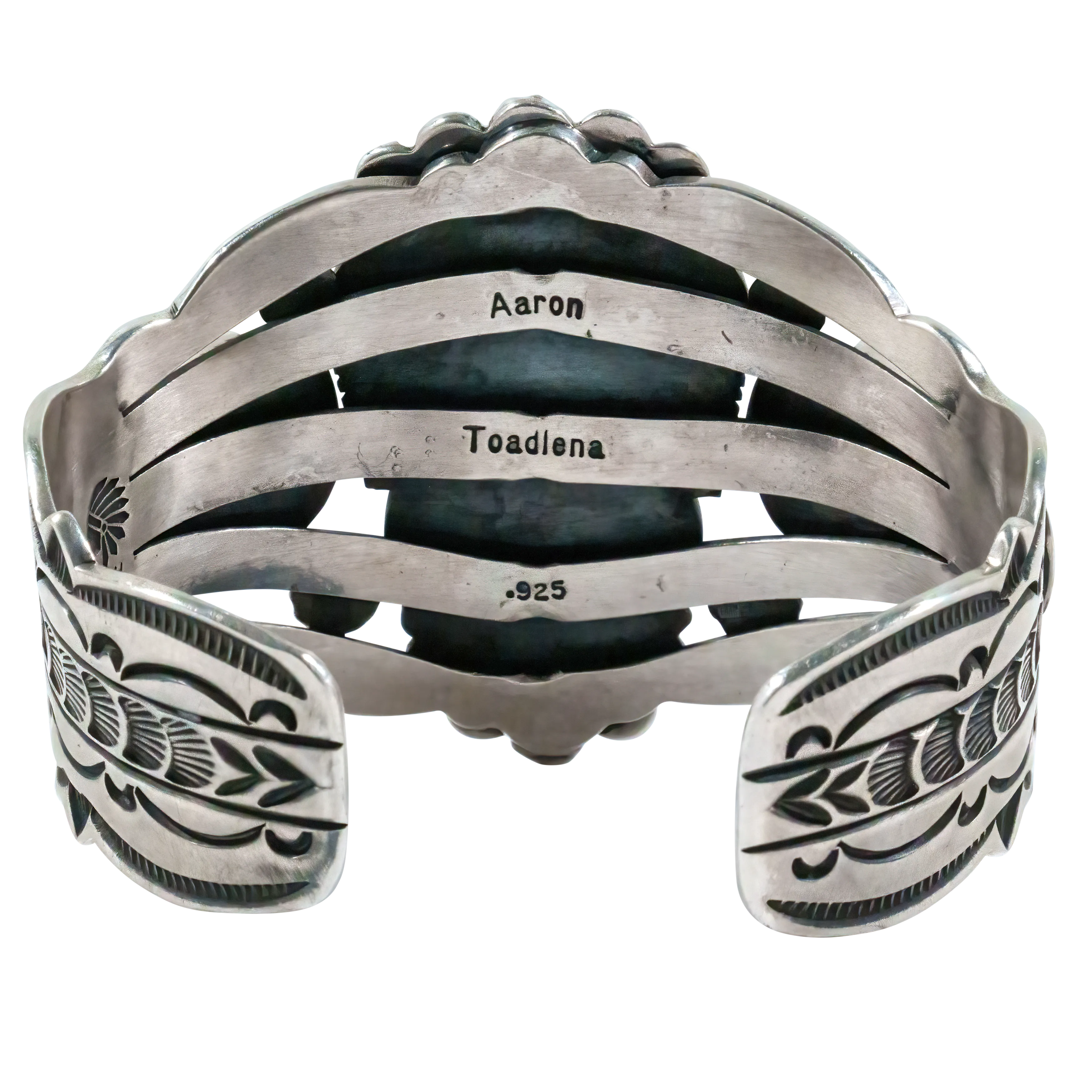 Handstamped Birdseye Kingman Turquoise Cuff | Aaron Toadlena