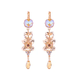 Heart and Flower Dangle Leverback Earrings in "Chai" *Custom*