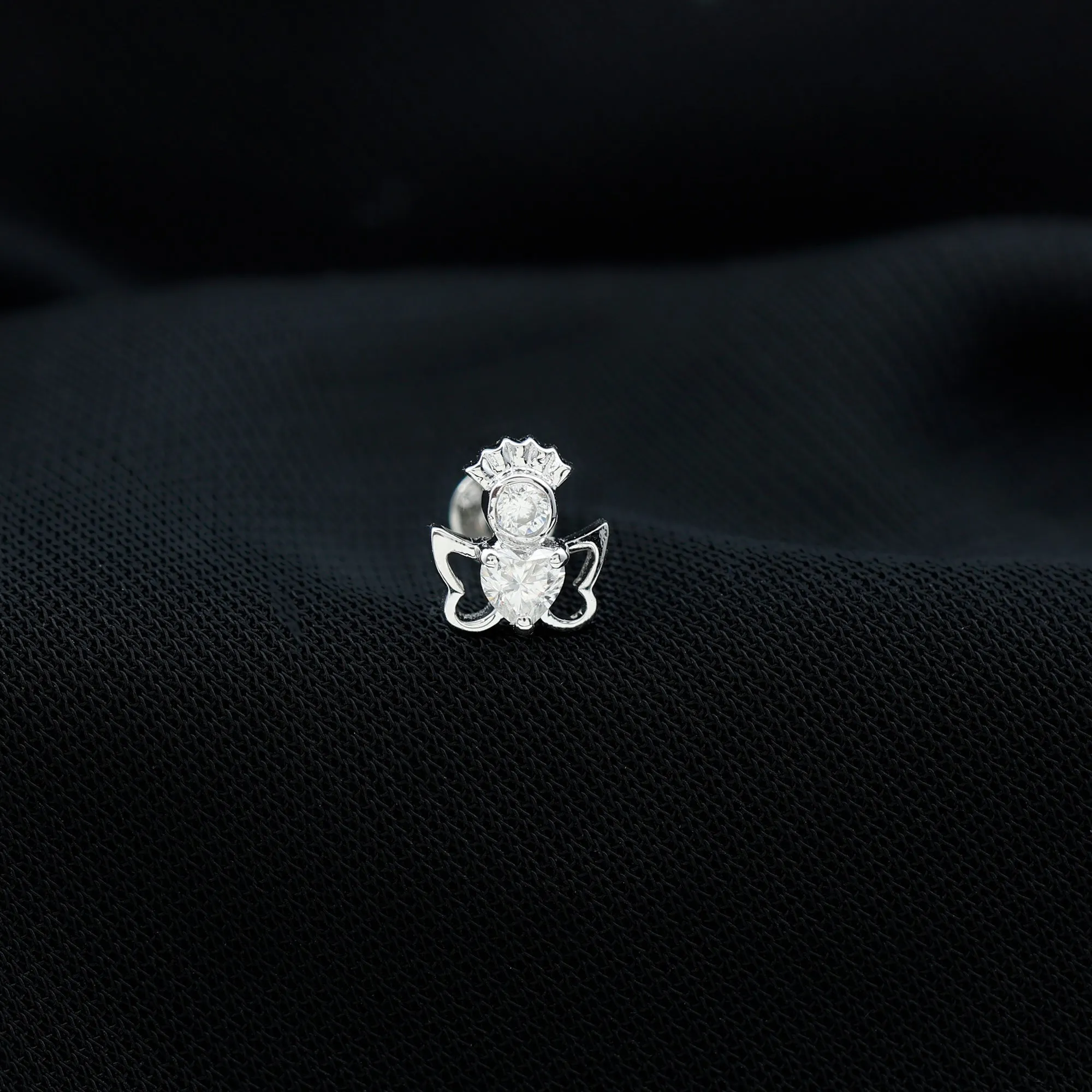 Heart Diamond Angel Earring for Helix Piercing